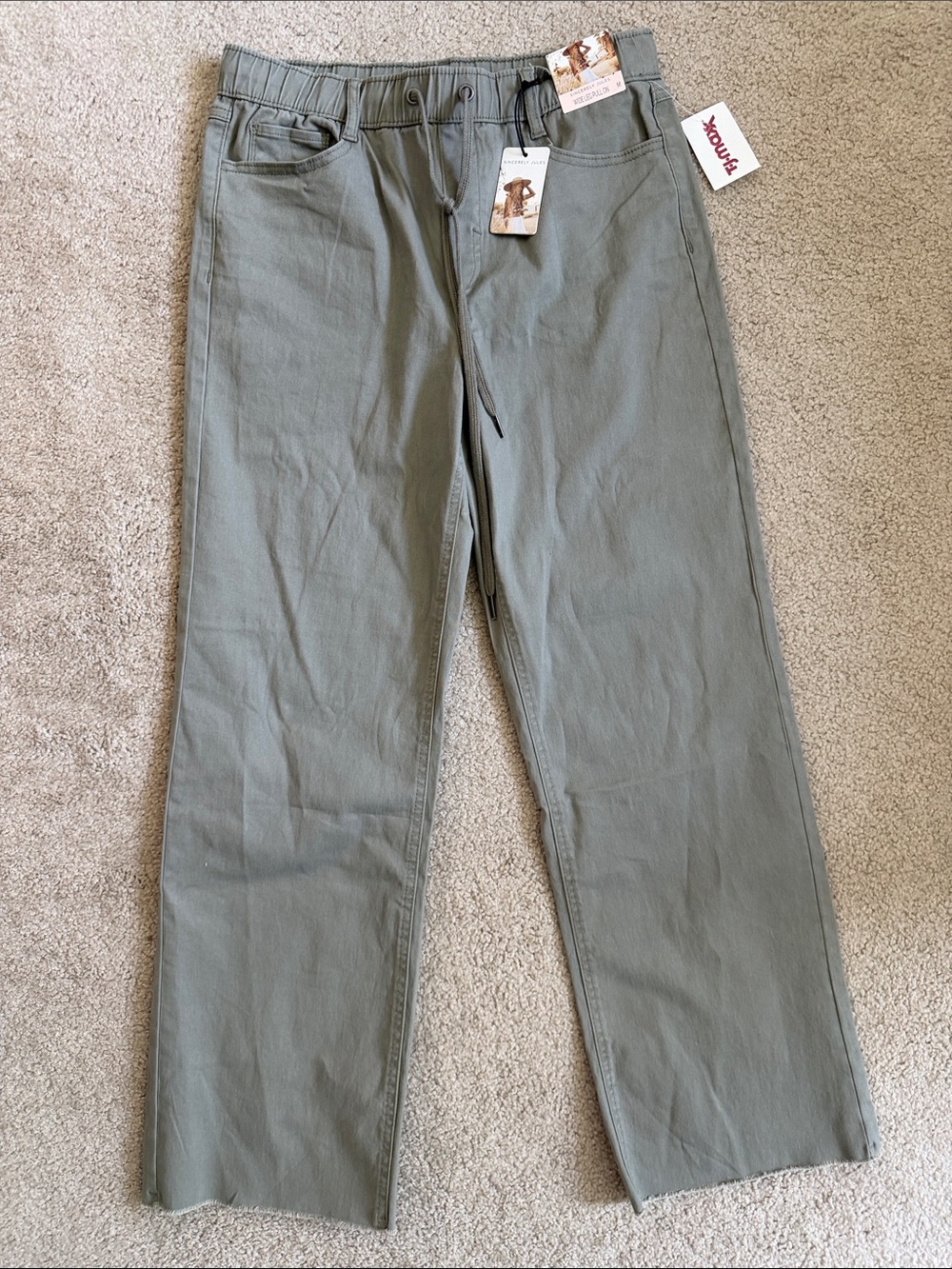 NWT Sincerely Jules Women’s Olive Green Drawstring Casual wide leg pull on Pants